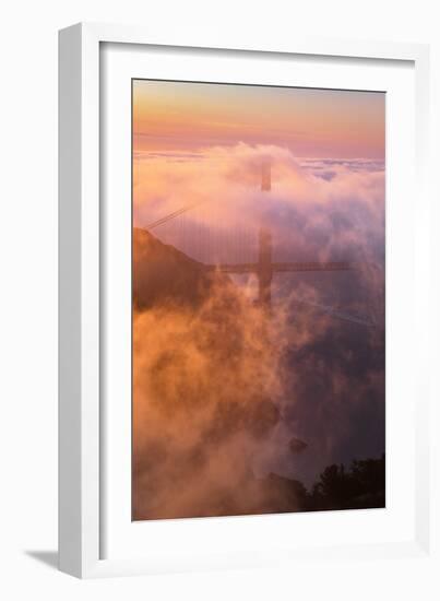 Fog & Light Engulfs Golden Gate Bridge with Boat Marin Headlands-Vincent James-Framed Photographic Print