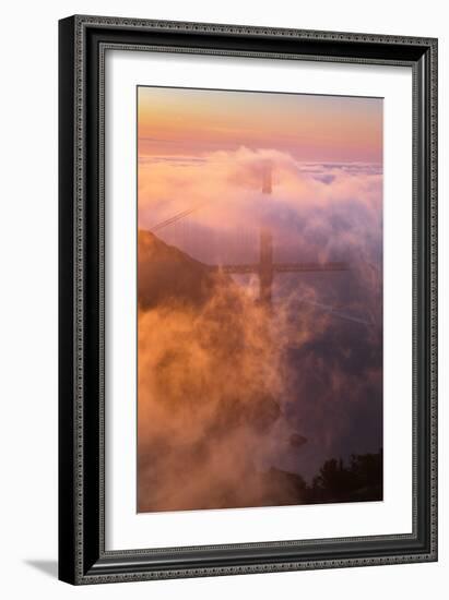 Fog & Light Engulfs Golden Gate Bridge with Boat Marin Headlands-Vincent James-Framed Photographic Print