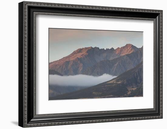 Fog over mountain at dawn, Aoraki/Mount Cook National Park, Canterbury, South Island, New Zealand-null-Framed Photographic Print