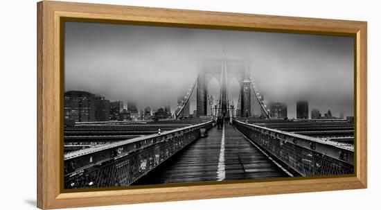 Fog over the Brooklyn Bridge, Brooklyn, Manhattan, New York City, New York State, USA-null-Framed Premier Image Canvas