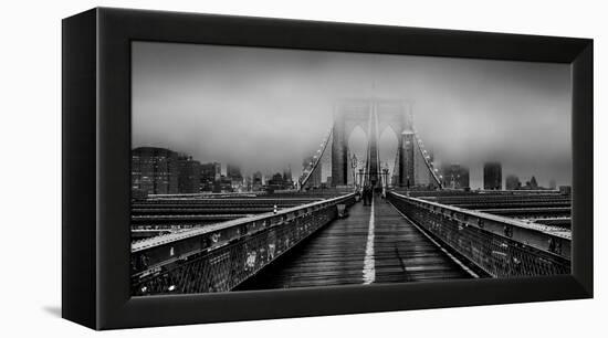 Fog over the Brooklyn Bridge, Brooklyn, Manhattan, New York City, New York State, USA-null-Framed Premier Image Canvas