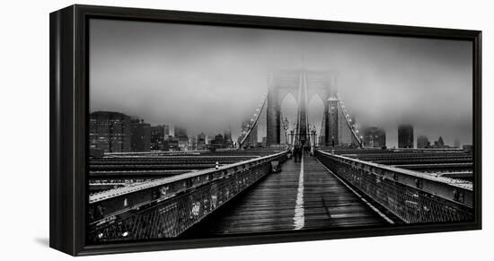 Fog over the Brooklyn Bridge, Brooklyn, Manhattan, New York City, New York State, USA-null-Framed Premier Image Canvas