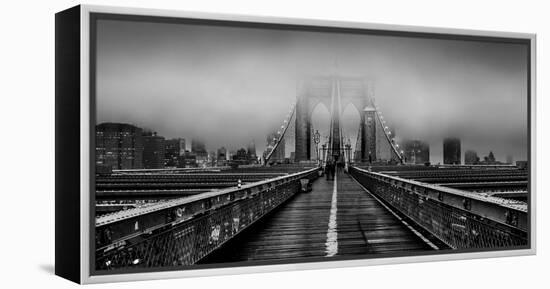 Fog over the Brooklyn Bridge, Brooklyn, Manhattan, New York City, New York State, USA-null-Framed Premier Image Canvas