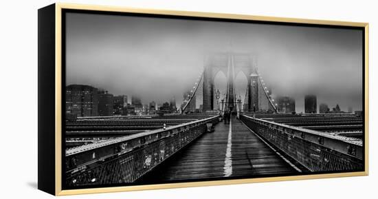 Fog over the Brooklyn Bridge, Brooklyn, Manhattan, New York City, New York State, USA-null-Framed Premier Image Canvas