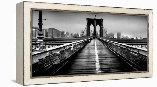 Fog over the Brooklyn Bridge, Brooklyn, Manhattan, New York City, New York State, USA-null-Framed Premier Image Canvas