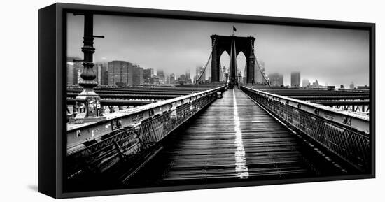 Fog over the Brooklyn Bridge, Brooklyn, Manhattan, New York City, New York State, USA-null-Framed Premier Image Canvas