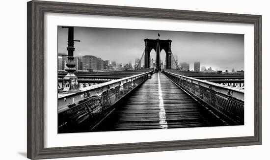 Fog over the Brooklyn Bridge, Brooklyn, Manhattan, New York City, New York State, USA-null-Framed Photographic Print