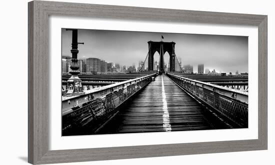 Fog over the Brooklyn Bridge, Brooklyn, Manhattan, New York City, New York State, USA-null-Framed Photographic Print