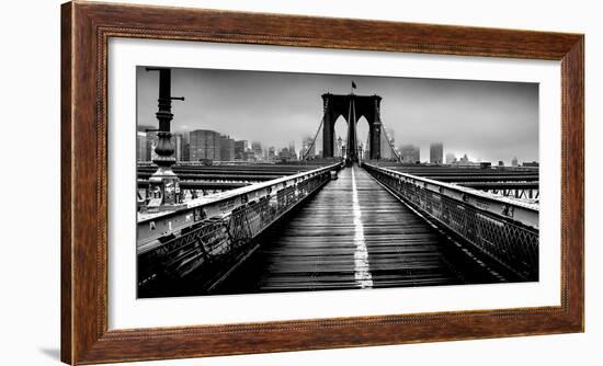 Fog over the Brooklyn Bridge, Brooklyn, Manhattan, New York City, New York State, USA-null-Framed Photographic Print