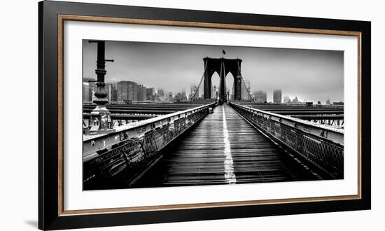 Fog over the Brooklyn Bridge, Brooklyn, Manhattan, New York City, New York State, USA-null-Framed Photographic Print