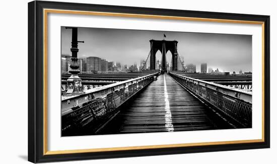 Fog over the Brooklyn Bridge, Brooklyn, Manhattan, New York City, New York State, USA-null-Framed Photographic Print