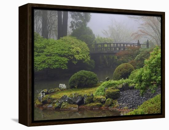 Fog, Portland Japanese Garden, Portland, USA, Oregon-Michel Hersen-Framed Premier Image Canvas