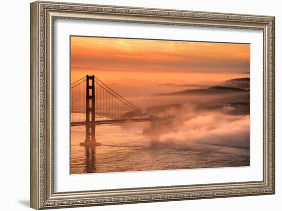 Fog Sweep at Golden Gate Bridge at Sunrise San Francisco Morning-Vincent James-Framed Photographic Print