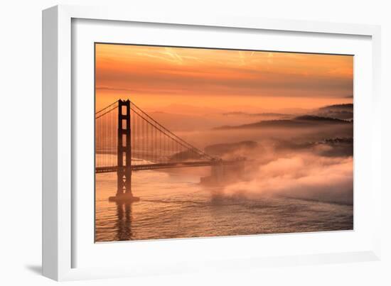 Fog Sweep at Golden Gate Bridge at Sunrise San Francisco Morning-Vincent James-Framed Photographic Print