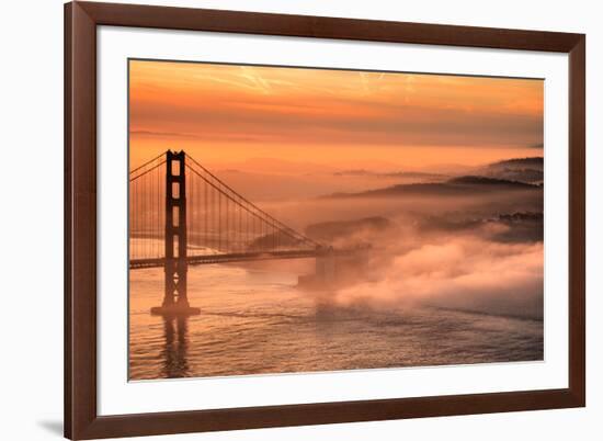 Fog Sweep at Golden Gate Bridge at Sunrise San Francisco Morning-Vincent James-Framed Premium Photographic Print