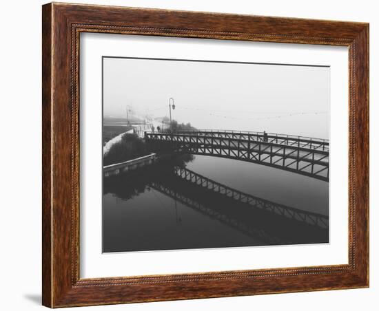 Fog White Out Bridge at Lake Merritt, Oakland-null-Framed Photographic Print