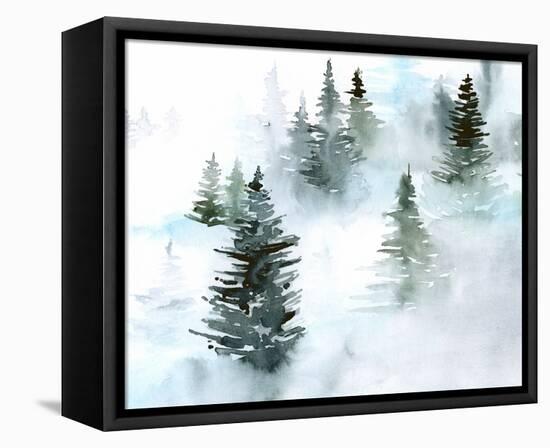 Foggy Evergreens I-Jennifer Parker-Framed Stretched Canvas