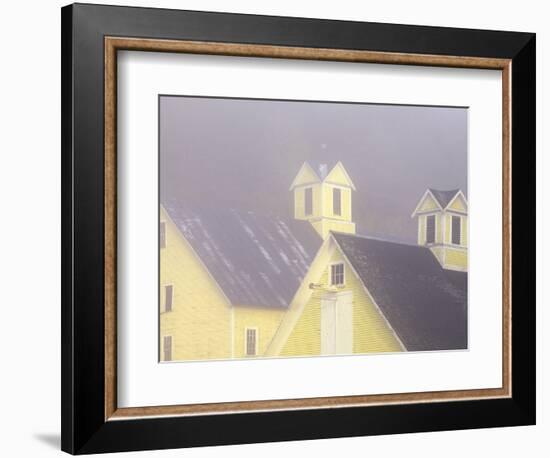 Foggy Morning and Yellow Barn near White River Junction, Vermont, USA-Darrell Gulin-Framed Photographic Print