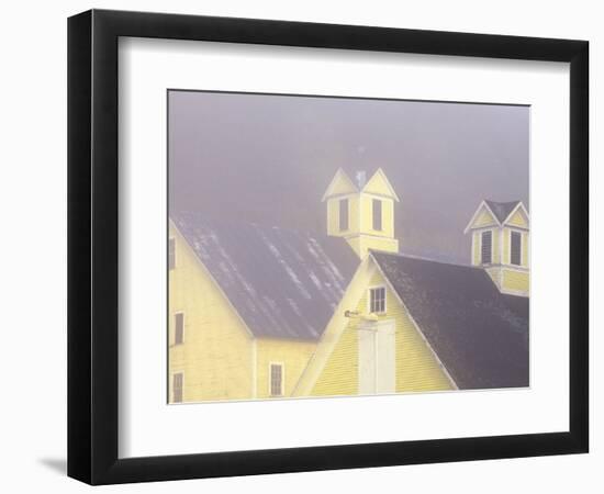 Foggy Morning and Yellow Barn near White River Junction, Vermont, USA-Darrell Gulin-Framed Photographic Print