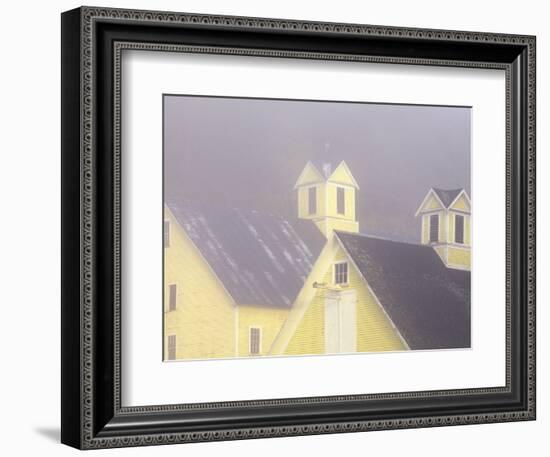 Foggy Morning and Yellow Barn near White River Junction, Vermont, USA-Darrell Gulin-Framed Photographic Print