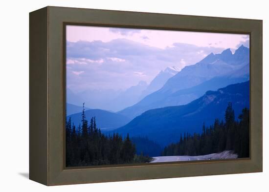 Foggy mountainous landscape of Banff National Park, Banff, Alberta, Canada-Panoramic Images-Framed Premier Image Canvas