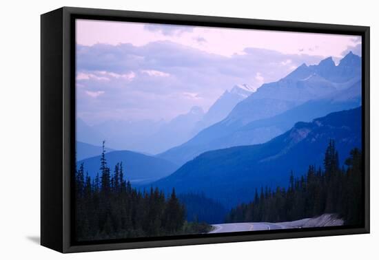 Foggy mountainous landscape of Banff National Park, Banff, Alberta, Canada-Panoramic Images-Framed Premier Image Canvas