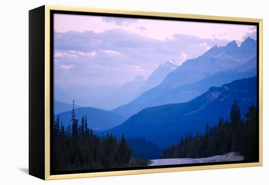 Foggy mountainous landscape of Banff National Park, Banff, Alberta, Canada-Panoramic Images-Framed Premier Image Canvas