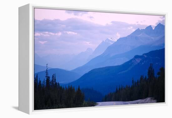 Foggy mountainous landscape of Banff National Park, Banff, Alberta, Canada-Panoramic Images-Framed Premier Image Canvas