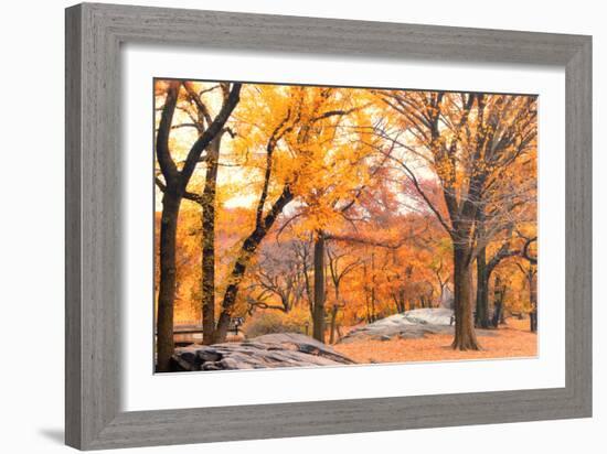 Foggy October Afternoon in Central Park, Manhattan, New York Cit-Sabine Jacobs-Framed Photographic Print