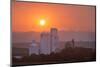 Foggy Sunrise over Grain Elevator, Farm, Kathryn, North Dakota, USA-Chuck Haney-Mounted Photographic Print