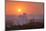 Foggy Sunrise over Grain Elevator, Farm, Kathryn, North Dakota, USA-Chuck Haney-Mounted Photographic Print