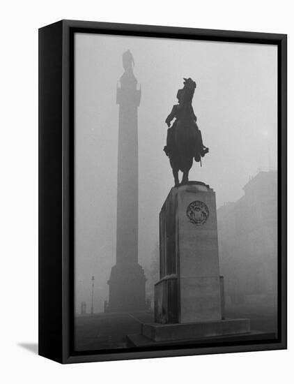 Foggy View of Monuments in Trafalgar Square, London-Hans Wild-Framed Premier Image Canvas