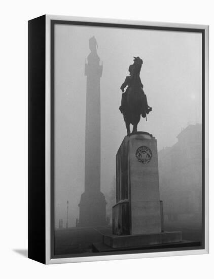 Foggy View of Monuments in Trafalgar Square, London-Hans Wild-Framed Premier Image Canvas