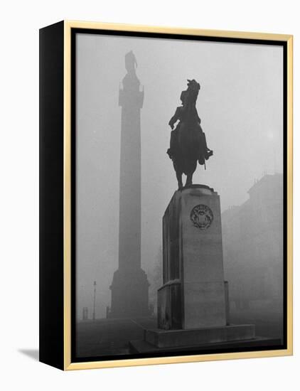 Foggy View of Monuments in Trafalgar Square, London-Hans Wild-Framed Premier Image Canvas