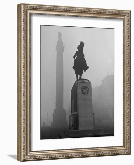 Foggy View of Monuments in Trafalgar Square, London-Hans Wild-Framed Photographic Print