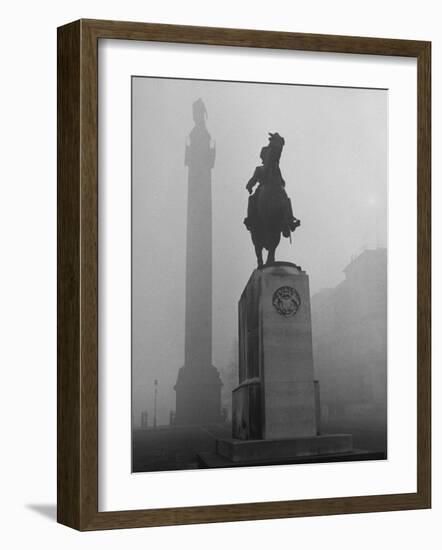 Foggy View of Monuments in Trafalgar Square, London-Hans Wild-Framed Photographic Print