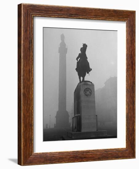 Foggy View of Monuments in Trafalgar Square, London-Hans Wild-Framed Photographic Print