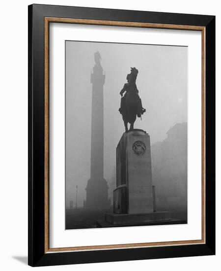 Foggy View of Monuments in Trafalgar Square, London-Hans Wild-Framed Photographic Print