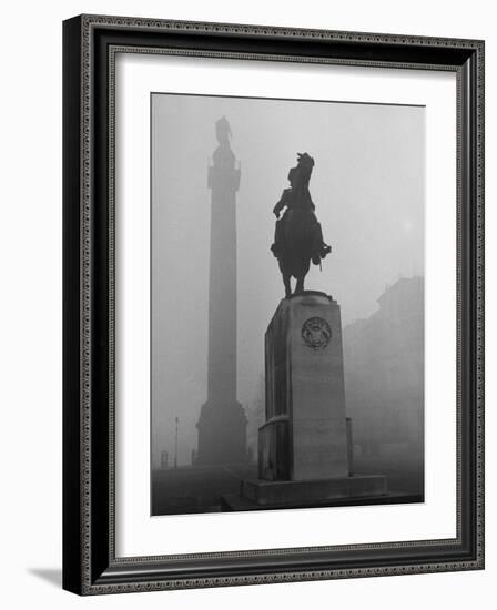 Foggy View of Monuments in Trafalgar Square, London-Hans Wild-Framed Photographic Print