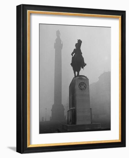 Foggy View of Monuments in Trafalgar Square, London-Hans Wild-Framed Photographic Print