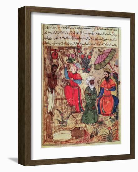 Fol.100 the Sultan Showing Justice, from 'The Book of Kalilah and Dimnah'-Islamic-Framed Giclee Print