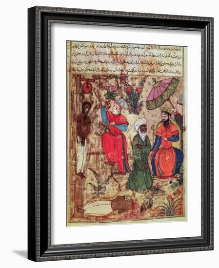 Fol.100 the Sultan Showing Justice, from 'The Book of Kalilah and Dimnah'-Islamic-Framed Giclee Print