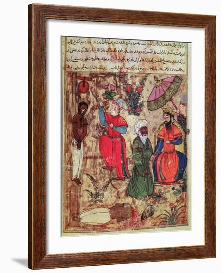 Fol.100 the Sultan Showing Justice, from 'The Book of Kalilah and Dimnah'-Islamic-Framed Giclee Print