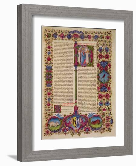 Fol.231R First Letter from St. Peter to the Apostles, from the Borso D'Este Bible. Vol 2 (Vellum)-Italian-Framed Giclee Print