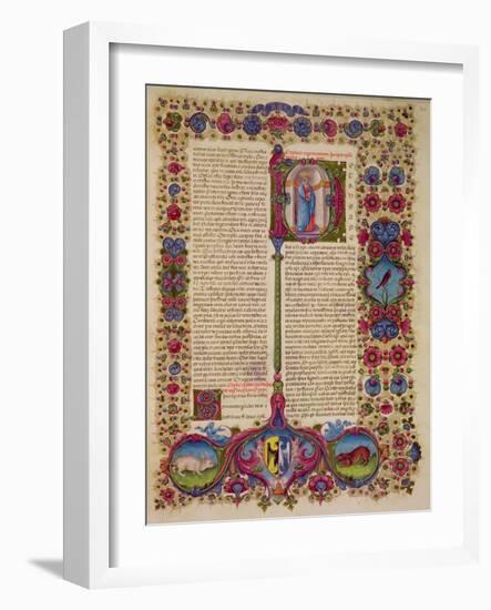 Fol.231R First Letter from St. Peter to the Apostles, from the Borso D'Este Bible. Vol 2 (Vellum)-Italian-Framed Giclee Print