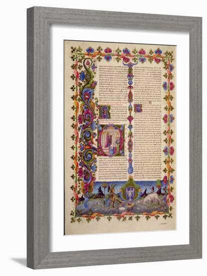 Fol.233V Letter from St. John to the Apostles, from the Borso D'Este Bible. Vol 2 (Vellum)-Italian-Framed Giclee Print