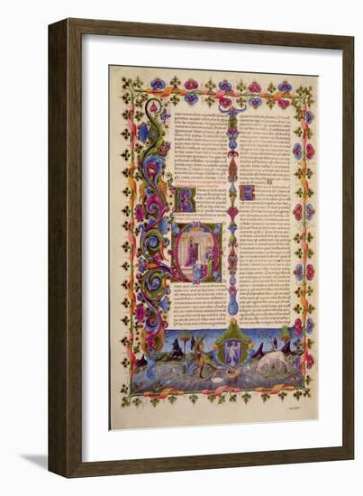 Fol.233V Letter from St. John to the Apostles, from the Borso D'Este Bible. Vol 2 (Vellum)-Italian-Framed Giclee Print