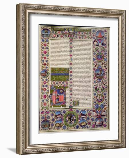 Fol.44R Opening Words of Leviticus, from the Borso D'Este Bible. Vol 1-Italian School-Framed Giclee Print