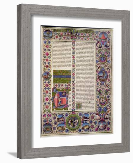 Fol.44R Opening Words of Leviticus, from the Borso D'Este Bible. Vol 1-Italian School-Framed Giclee Print