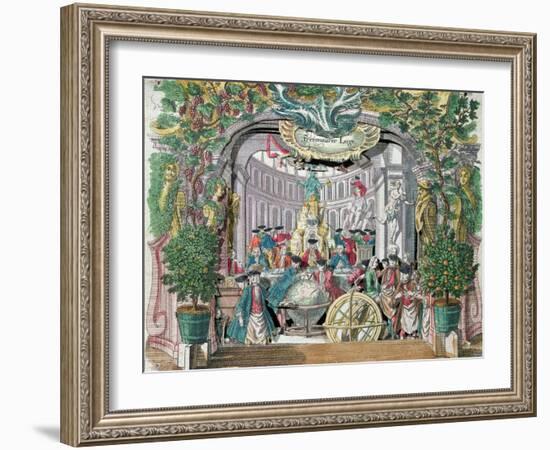 Fold-out 'Peep Show' of a Masonic Lodge, Mid Eighteenth Century-Martin Engelbrecht-Framed Giclee Print